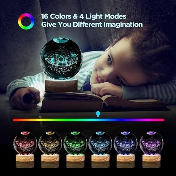 3D Galaxy Crystal Ball LED Night Lamp